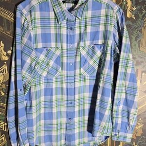 Lauren Blue and Green Plaid Shirt